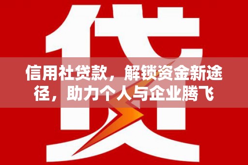 西平信用社贷款，解锁资金新途径，助力个人与企业腾飞