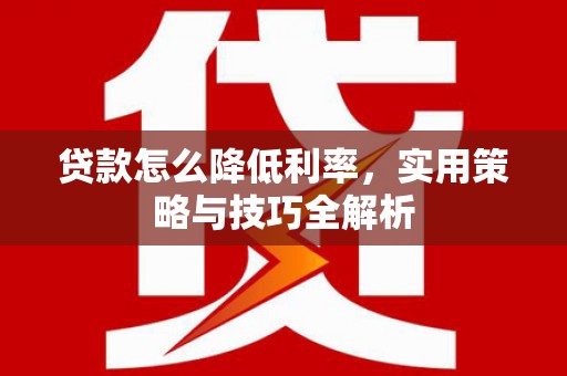西平贷款怎么降低利率，实用策略与技巧全解析