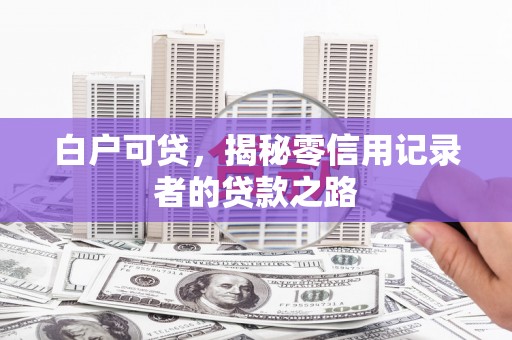西平白户可贷，揭秘零信用记录者的贷款之路